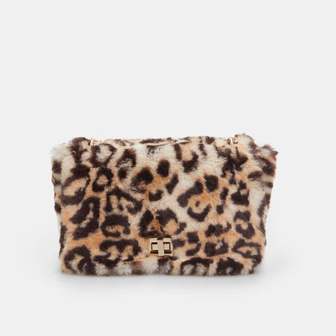 Bolso bandolera de mujer de pelo sintético con estampado animal print, Animal Bolso bandolera de mujer de pelo sintético con estampado animal print, Animal